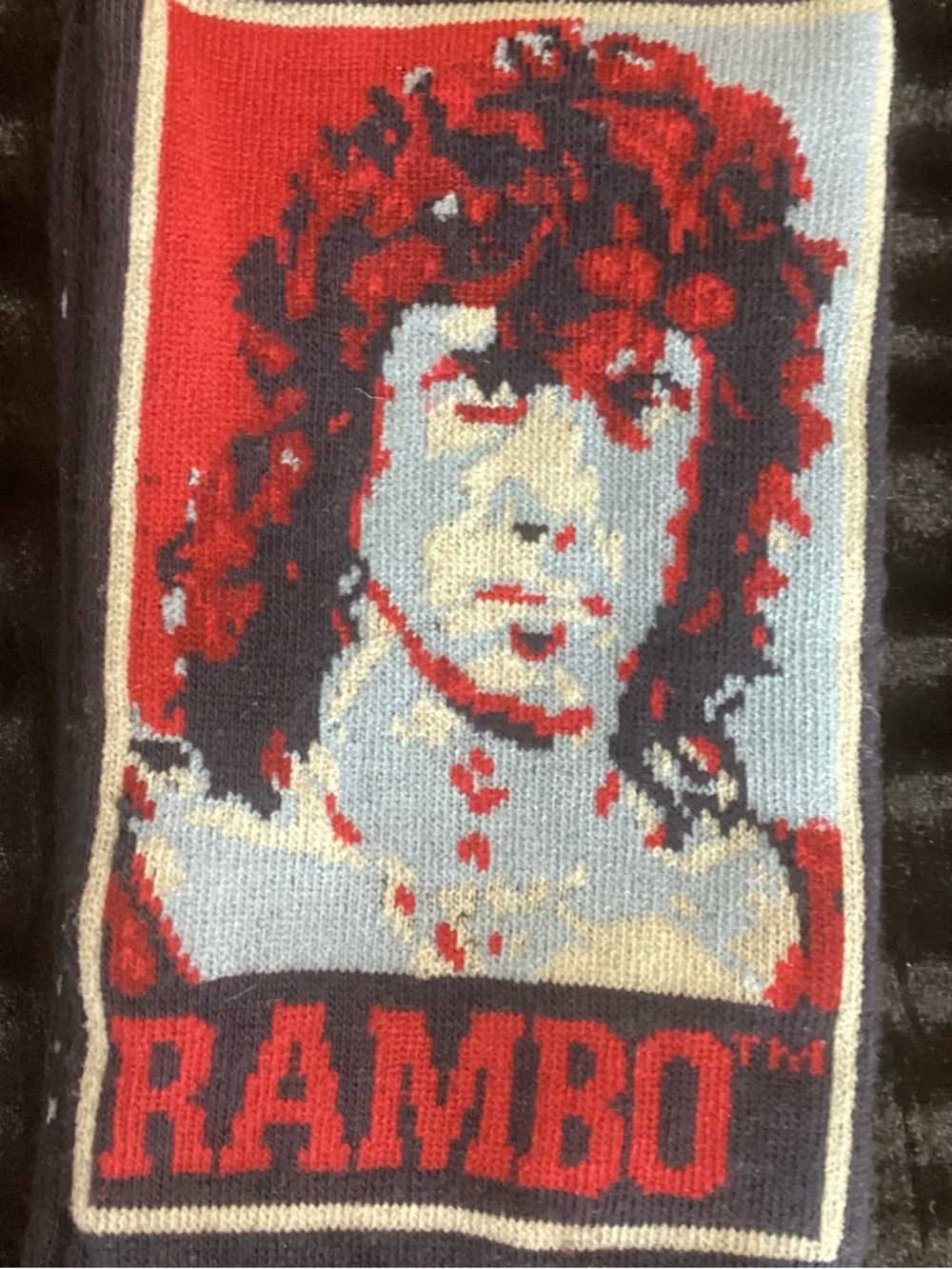 RAMBO Graphic Crew Socks - Navy with Red Accent 7-12